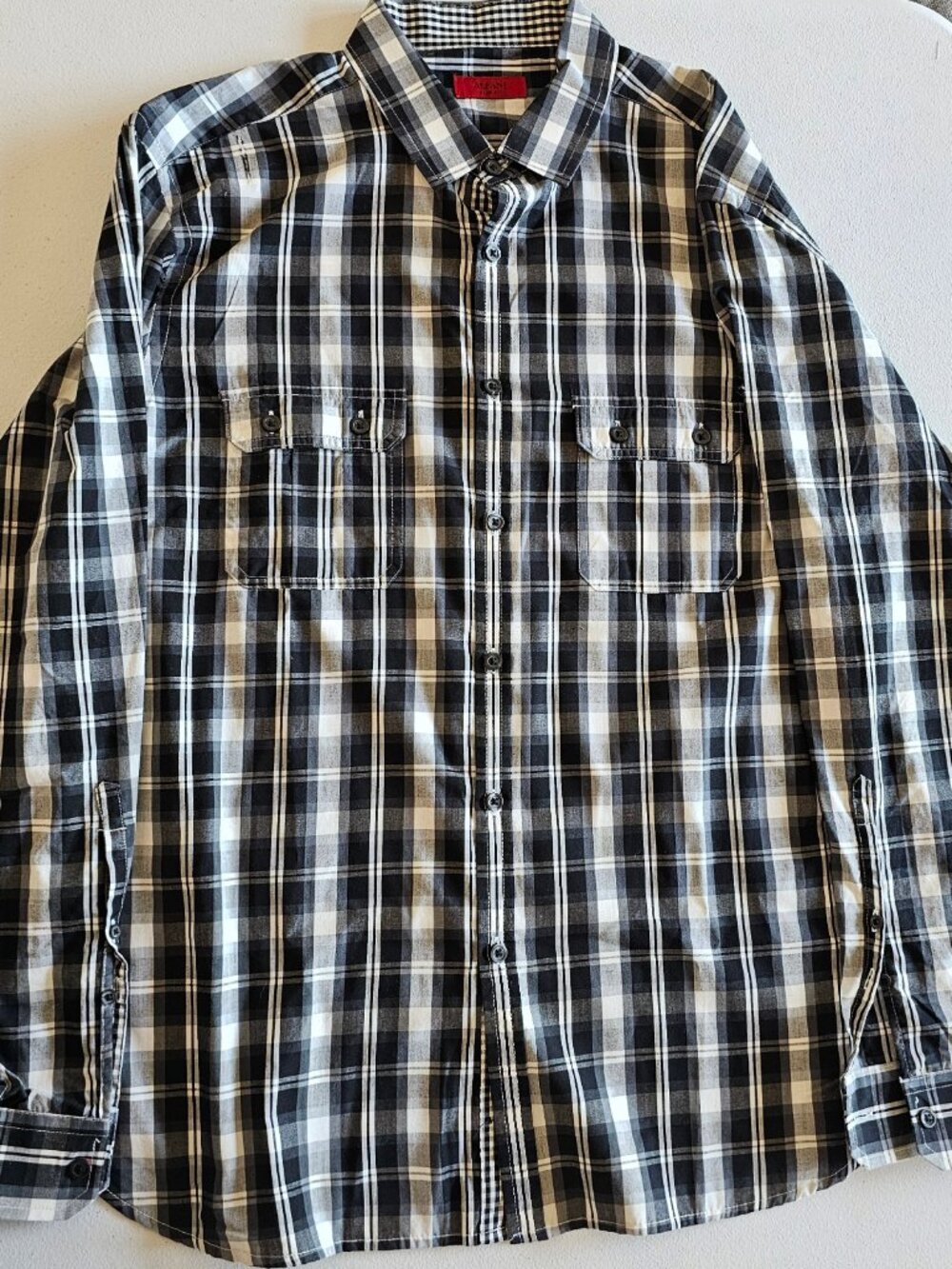 *Big rip* Alfani Men's Slim Fit Dress Shirt | Size: L 16-16.5 34/35 | Flannel